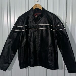 Men’s Street Legal Black Vegan Leather Motorcycle Jacket Large Performance Biker